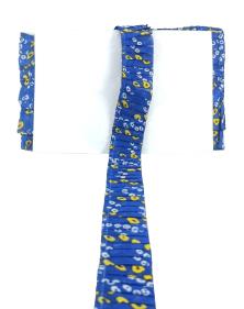 Blue apron with floral pattern on a white background